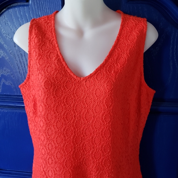 Sleeveless Bright Red Fit n Flare Dress Dana Buchman - Picture 2 of 14